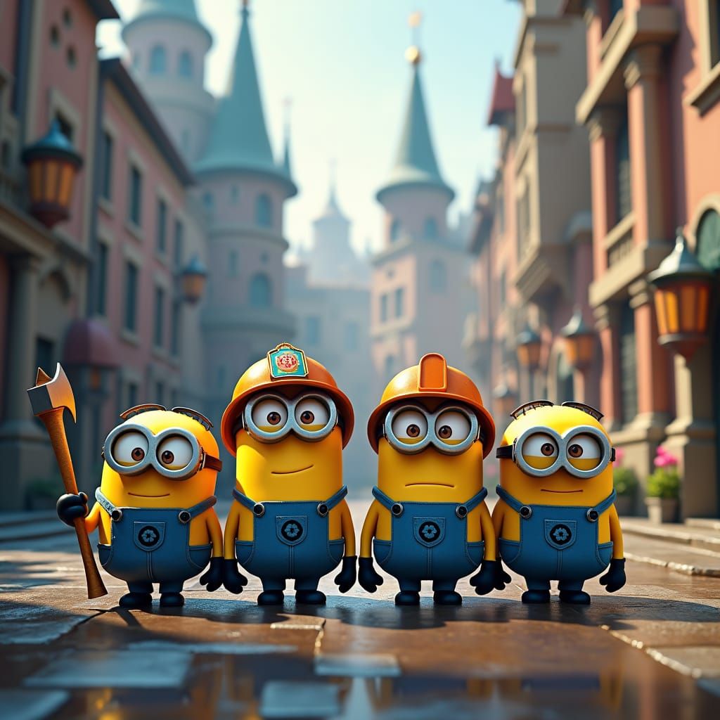 Minions in a Medieval Cityscape, Fantasy Concept Art