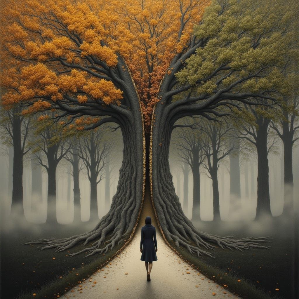 Surreal Tree Path Digital Painting