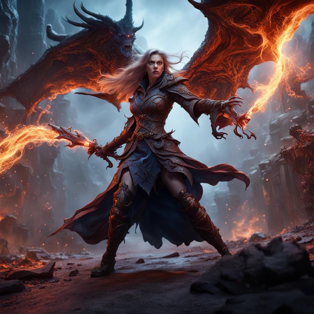 Evil Sorcerer's Downfall: A Fantasy Battle Scene