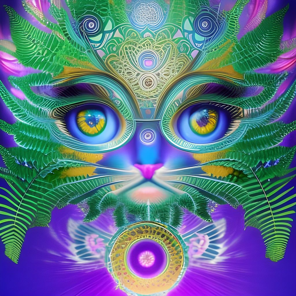 Quantum Hello Kitty Fern Mandala in 8K