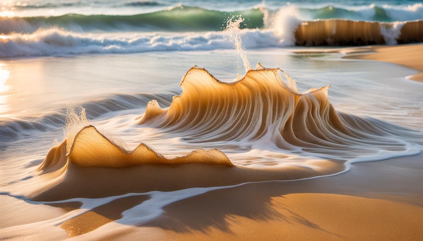 Ephemeral Sand Sculpture Washed by Tide