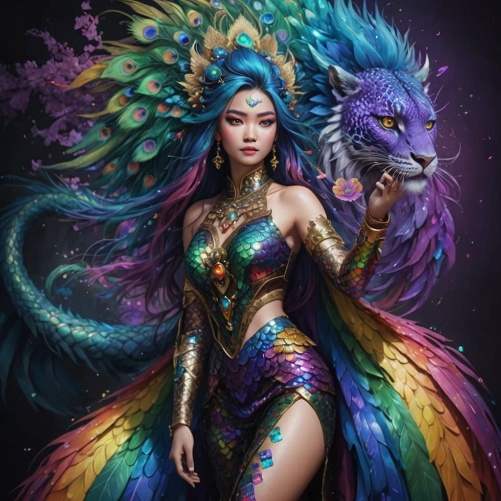 Asian Woman with Dragon Scales, Fantasy Concept Art