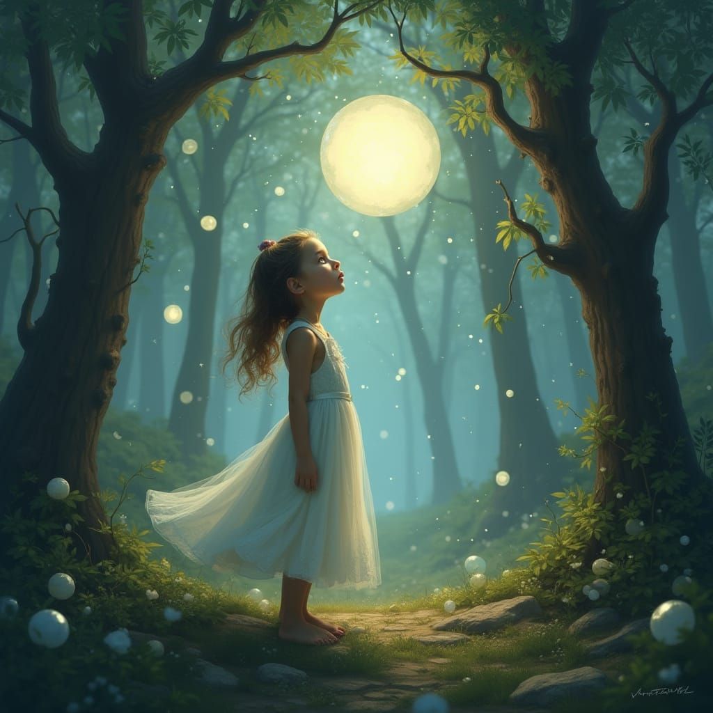 Mystical Girl Gazing into Crystal Ball