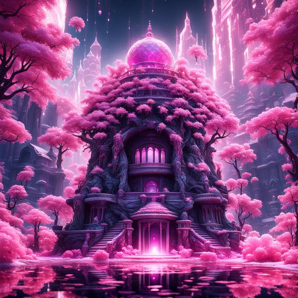 Shimmering Pink Light in Detailed Matte Painting