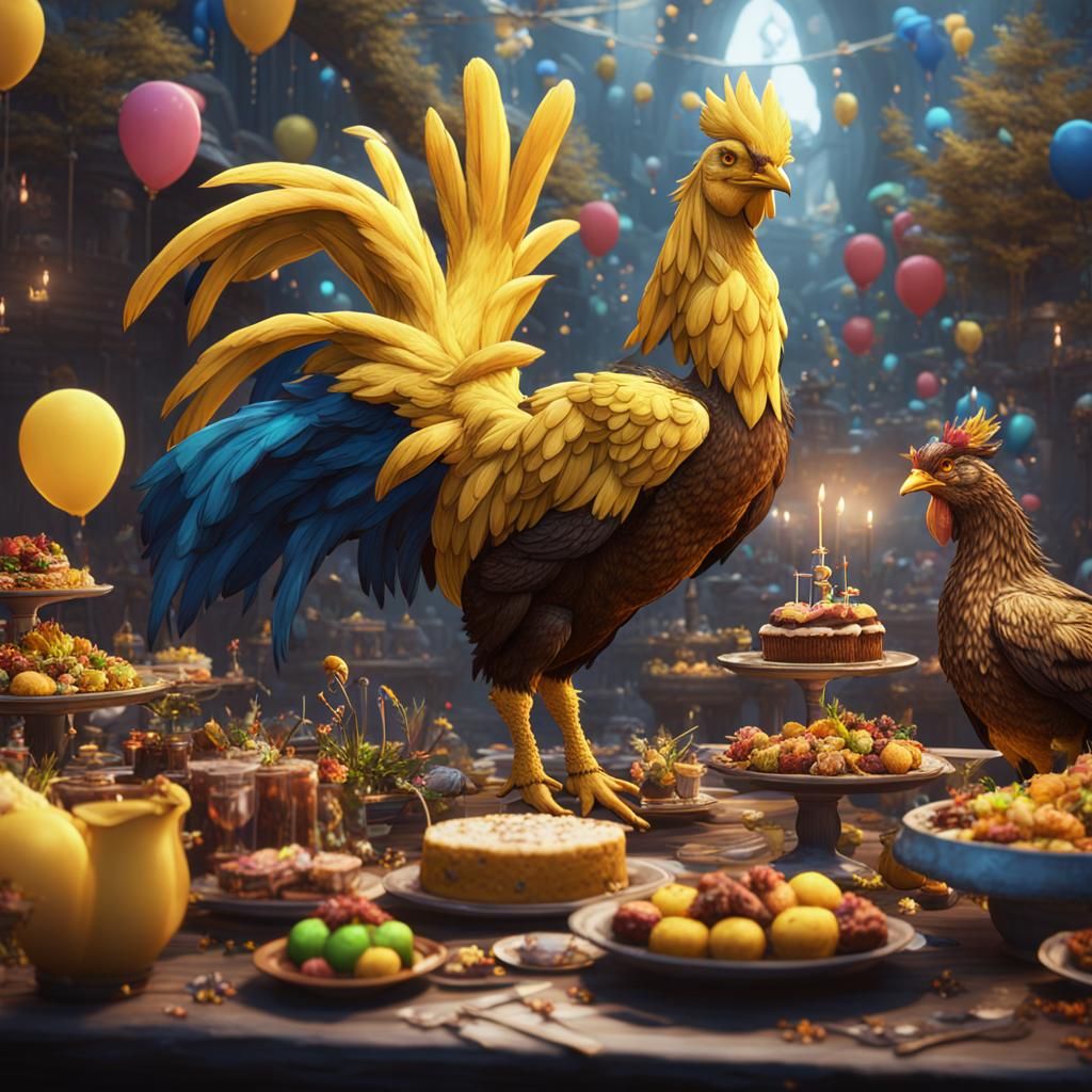Chocobo Party: Detailed Fantasy Concept Art