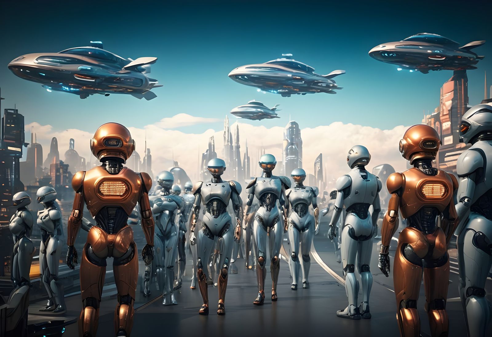 A Futuristic Scene from the 1950s in a Cyberpunk Aesthetic