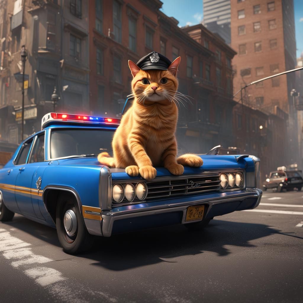 Garfield as Blues Brother in High-Speed Chase