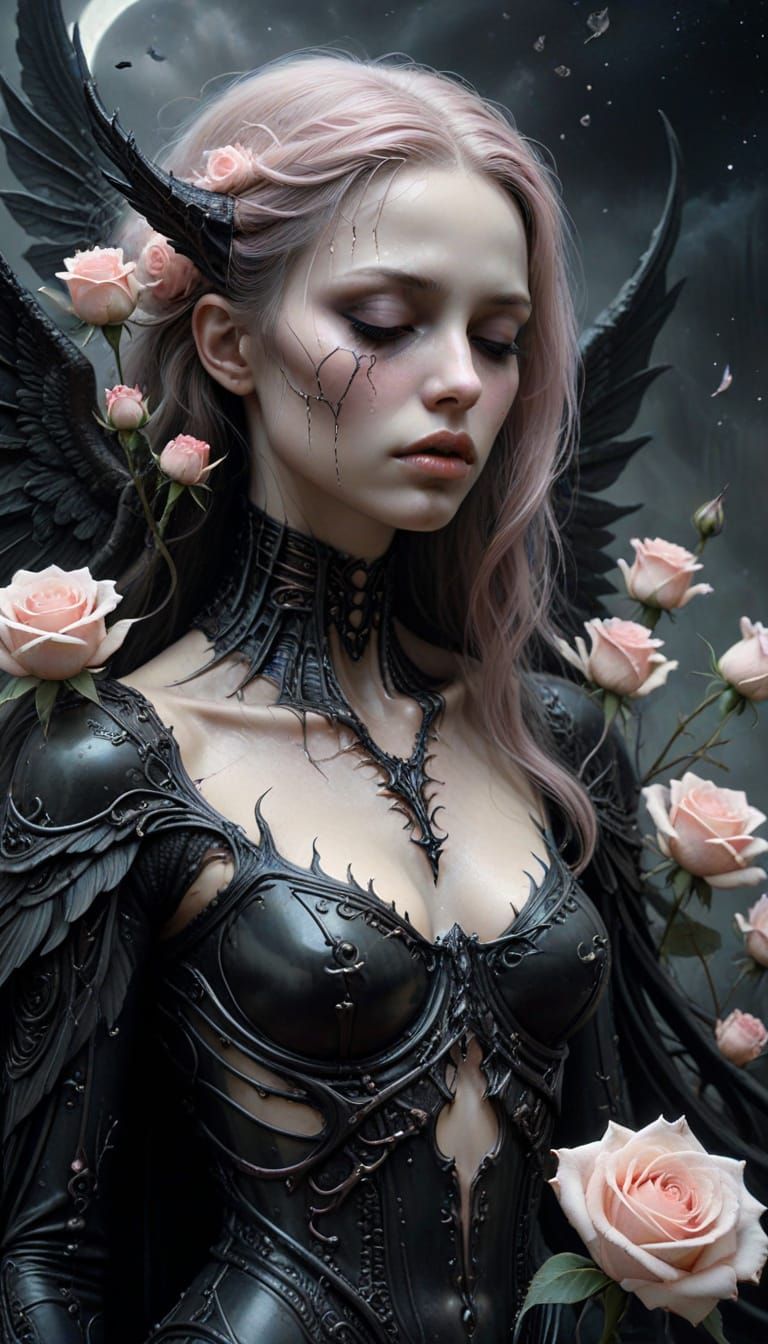 Surreal Pastel Goth Demon in Ethereal Light