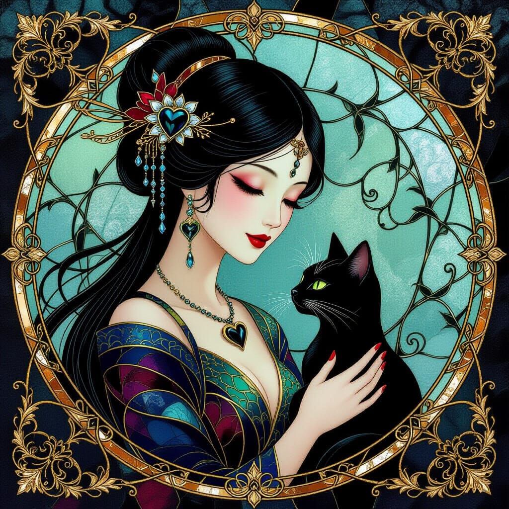 art deco alcohol ink stained glass, with gold leading edge, ...