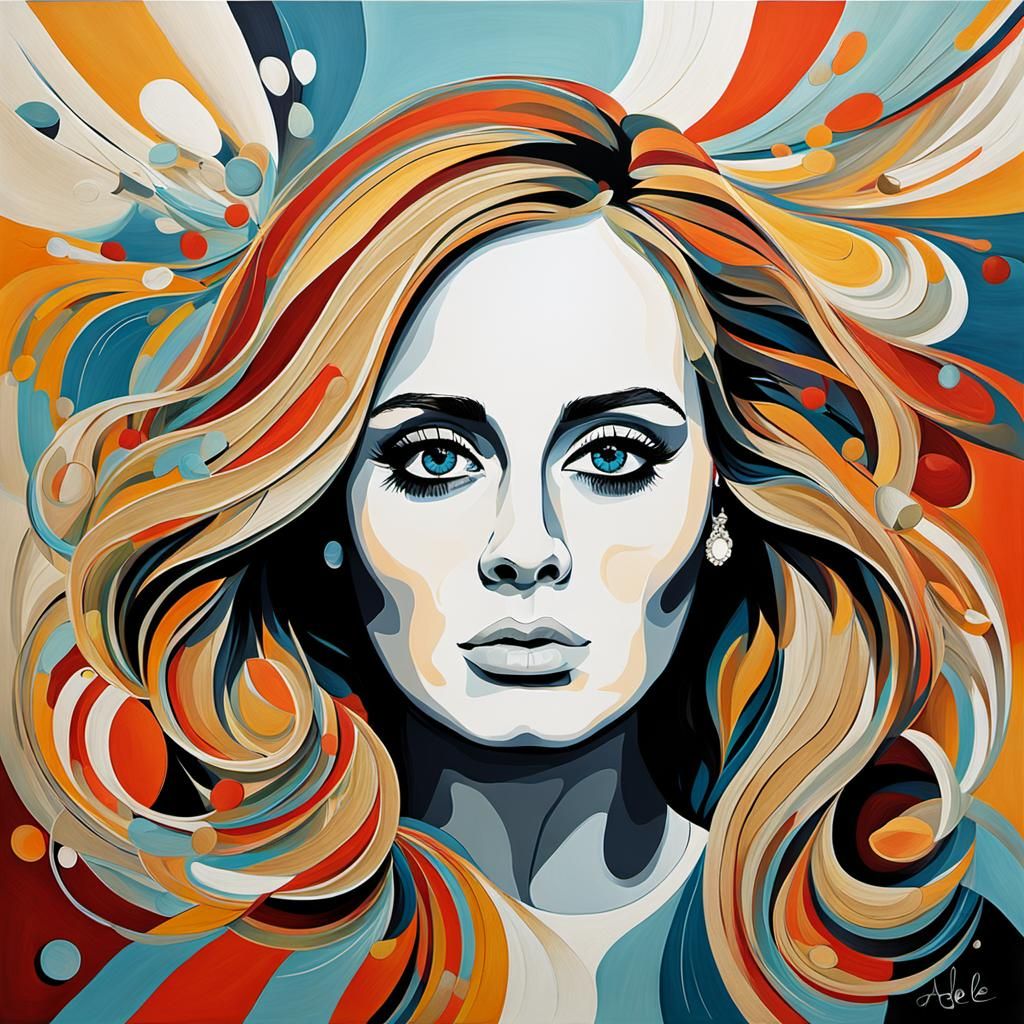 Abstract Portrait of Adele in Complementary Colors