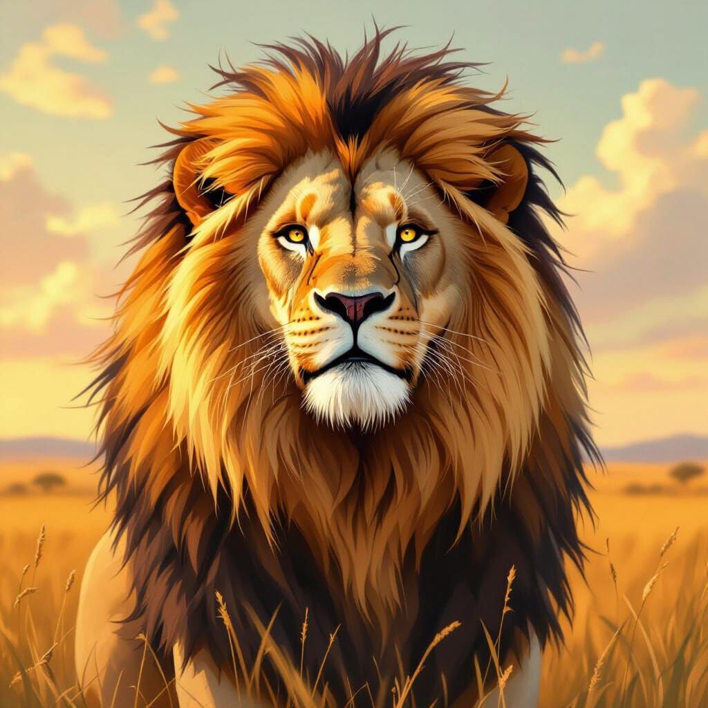 Majestic Lion in Digital Art Style