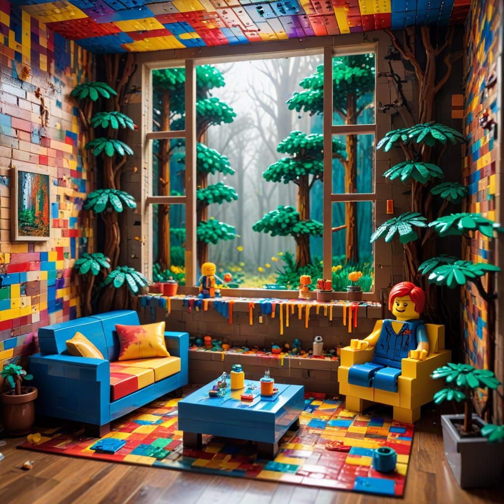 Lego Living Room in Graffiti Art Style