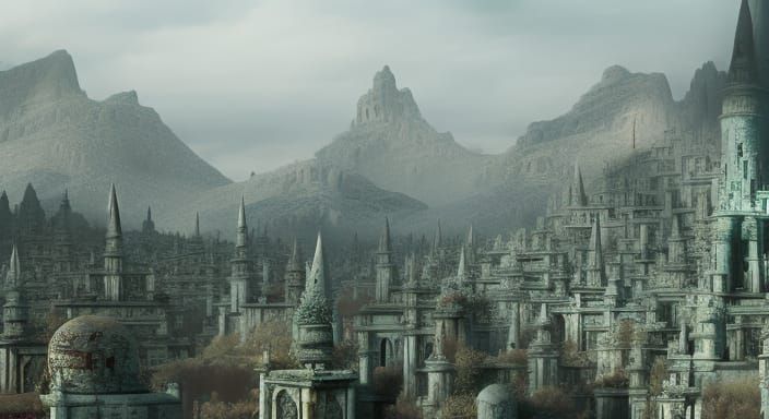 Epic Necropolis in Dramatic Digital Matte Painting