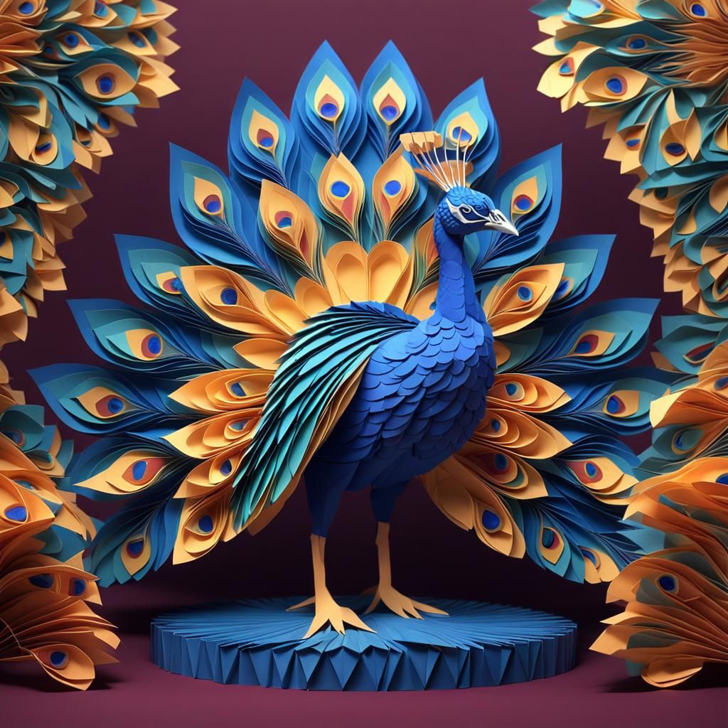 Kirigami Peacock: Intricate Folded Paper Art