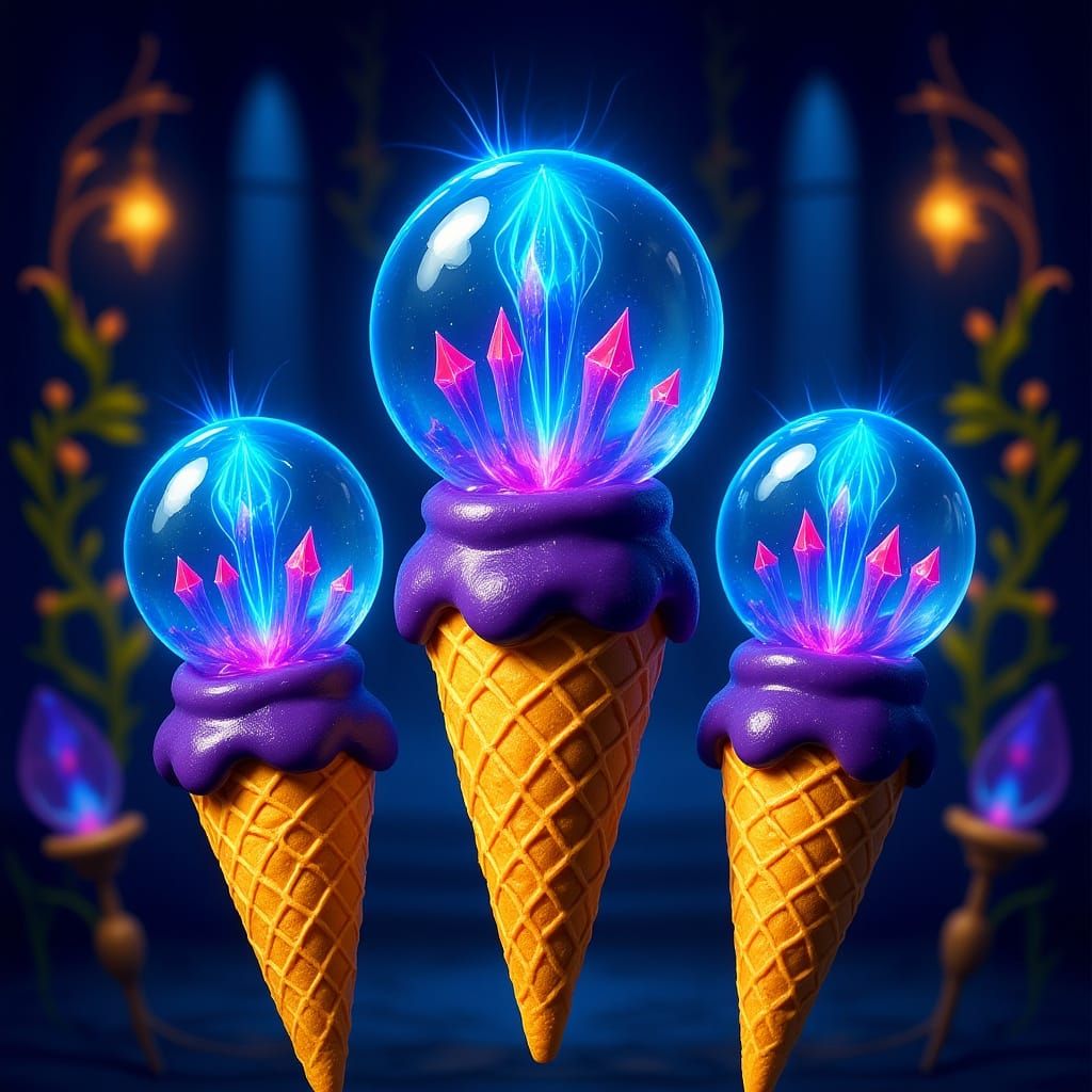 Crystal Ball Ice Cream Cones: Matte Painting