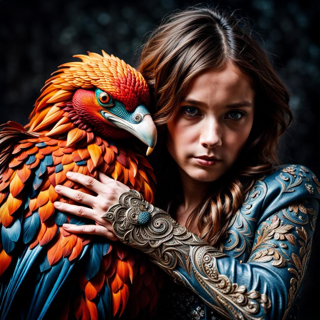 Hugging my pet phoenix