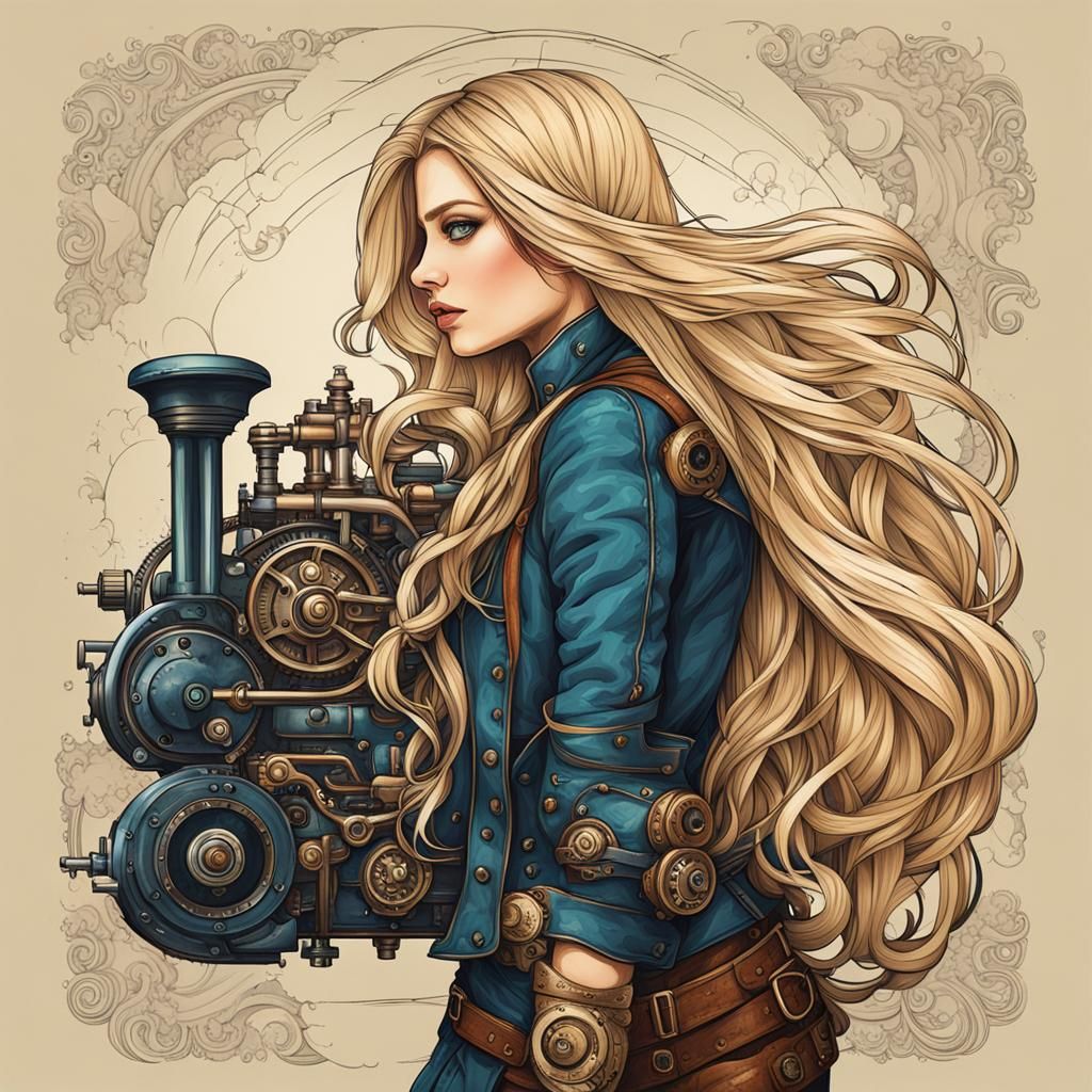 Steampunk Woman: Abstract Art with Tender Details