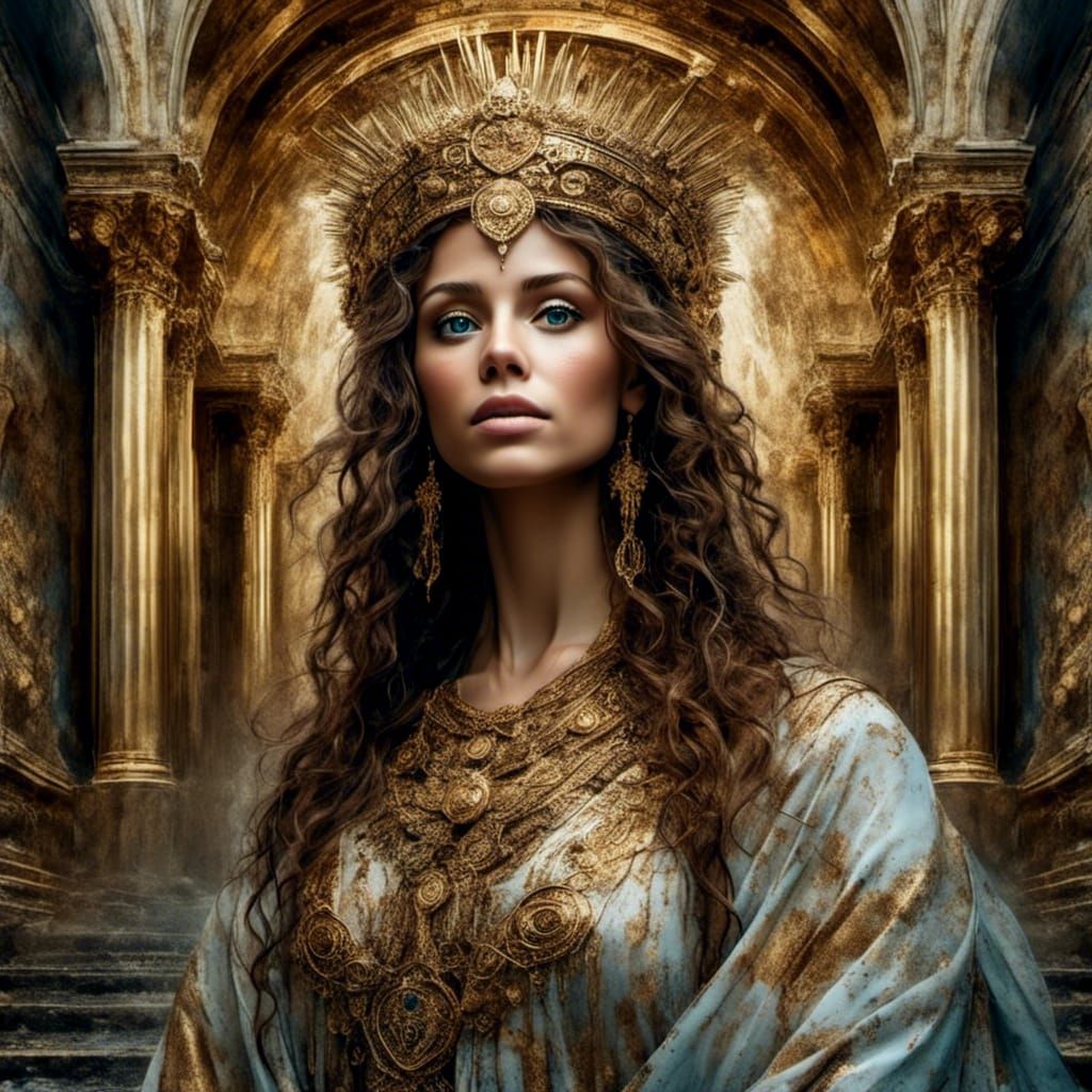 Athena, Goddess of Wisdom, in Expressionist Impasto Style