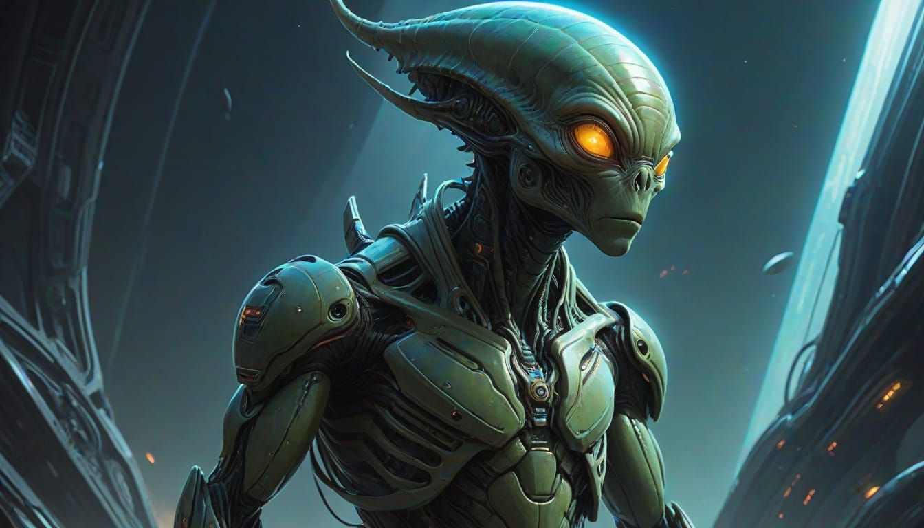 Intelligent Alien Character Design in Moebius Style