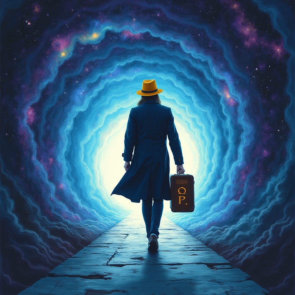 Cosmic Wormhole Journey in Ash Thorp Style