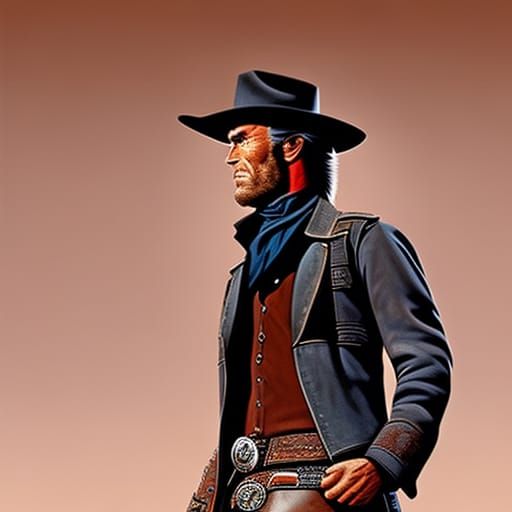 Hyperrealistic Young Gunslinger Portrait in Western Style