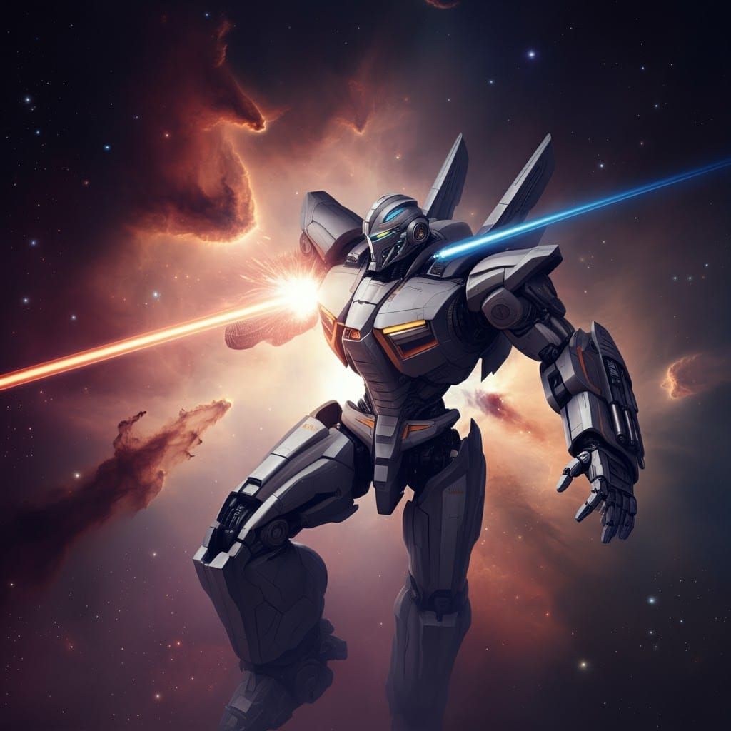 Robot Battles in Nebula: Photorealistic Sci-Fi