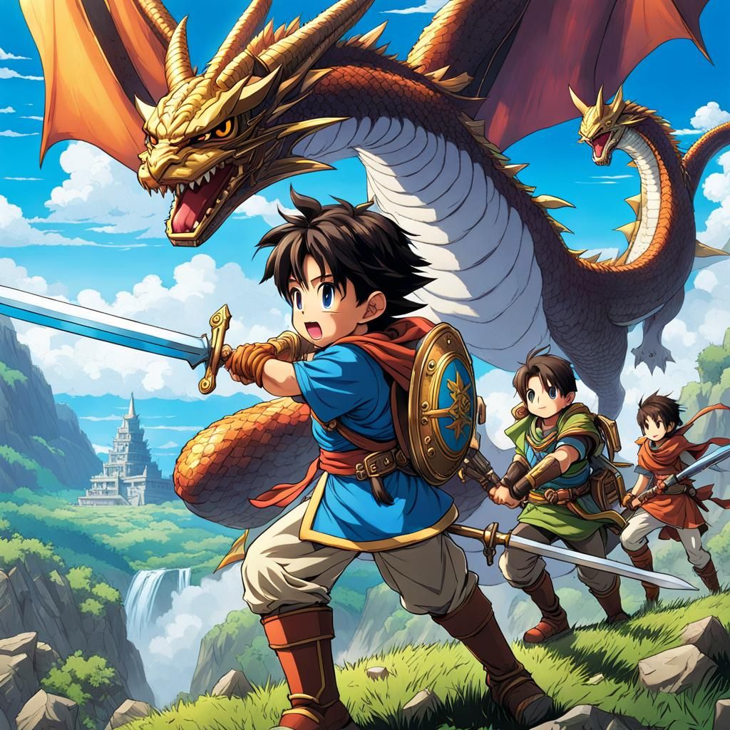 Anime Warrior in Dragon Quest Style Comic Art