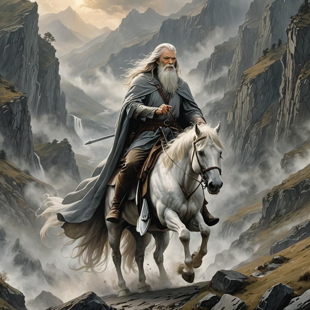 Gandalf on Shadowfax: Epic Fantasy Illustration