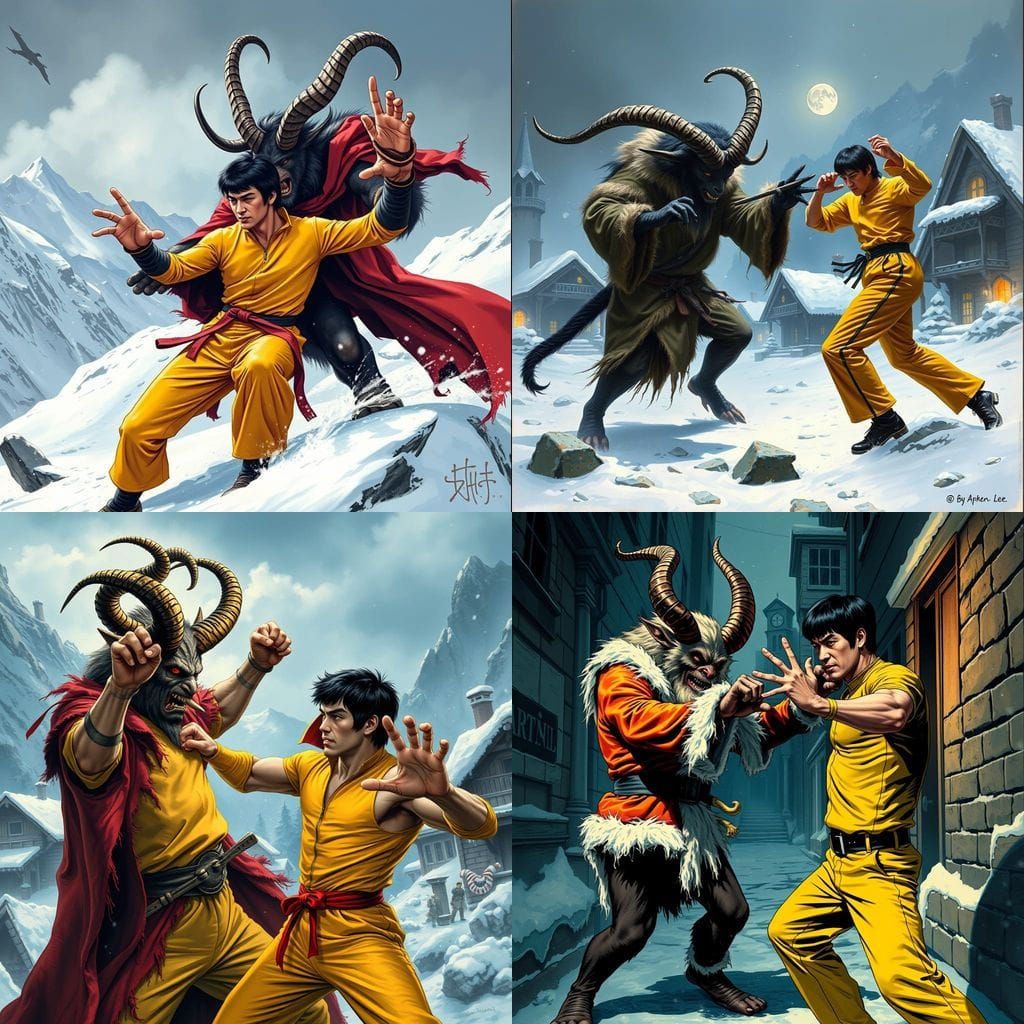 Krampus Battles Bruce Lee: An Epic Showdown
