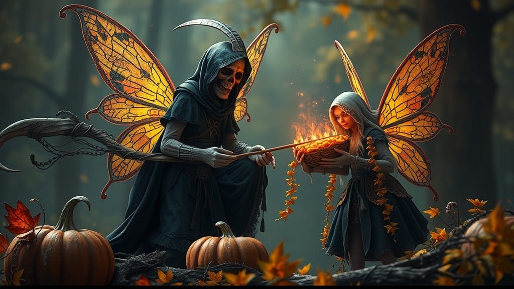 Thanksgiving Fairy's Harvest Blessing, Detailed Matte Painti...