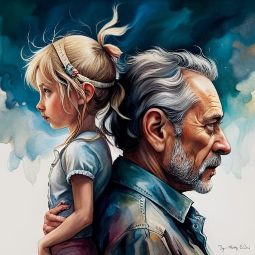 Father and Daughter: A Nostalgic Illustration