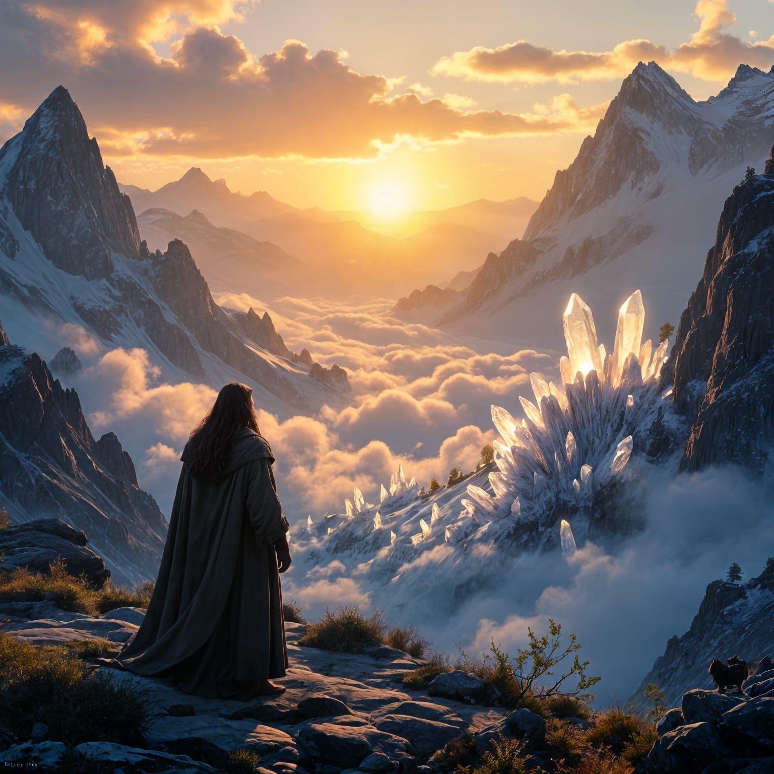 Druid at Sunset in Valley of Crystals
