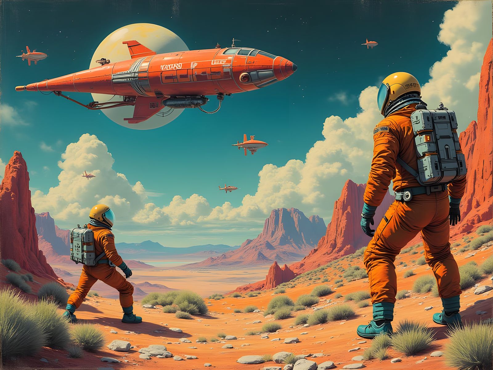Astronauts on Alien World: 1960s Sci-Fi Art