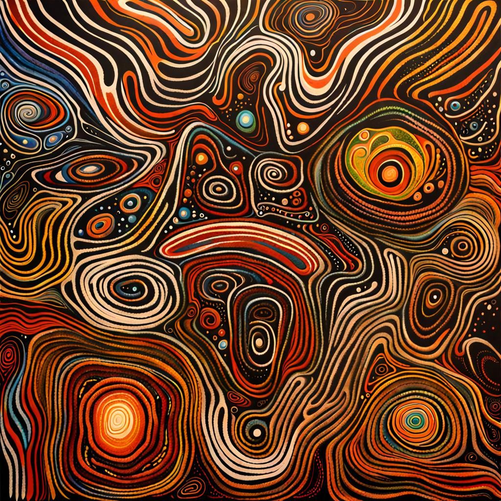 Interstellar River Vortex Aboriginal Rock Art Painting