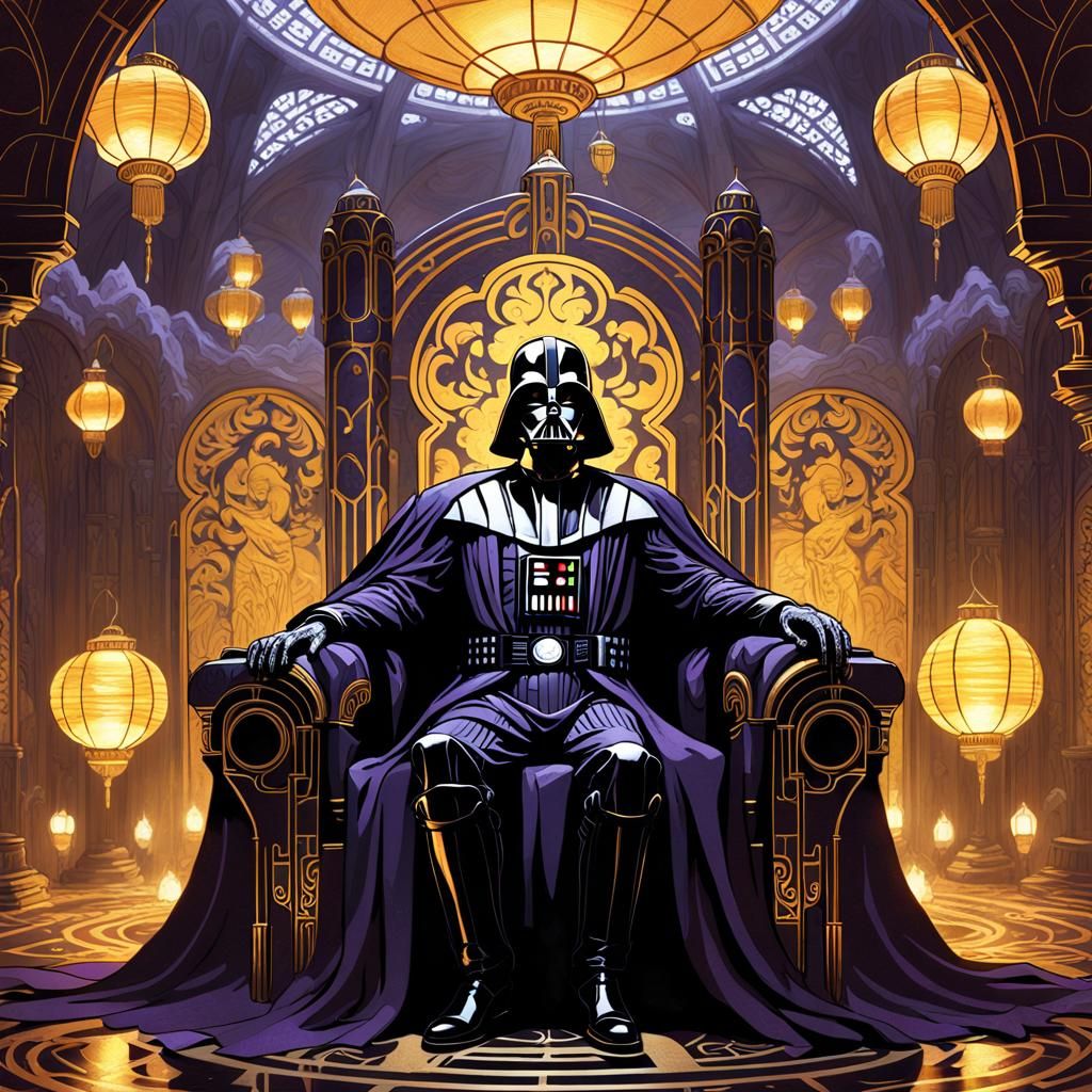 Darth Vader in Dark Fantasy Throne Room