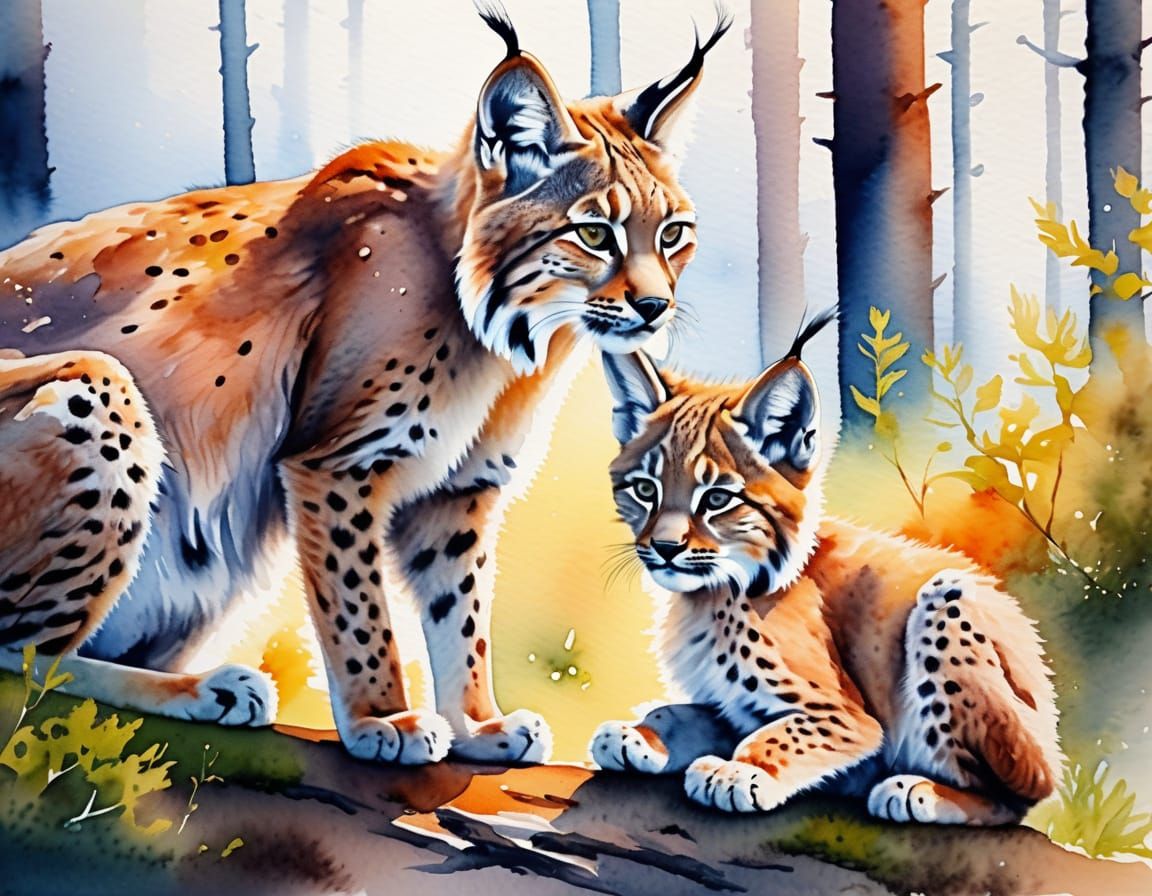 Ethereal Forest Scene in Soft Watercolor