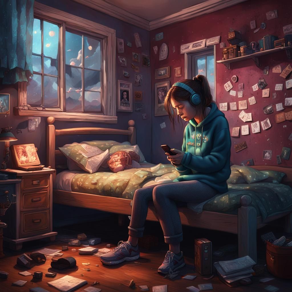Girl Cries Over Phone After Suicide: Matte Painting