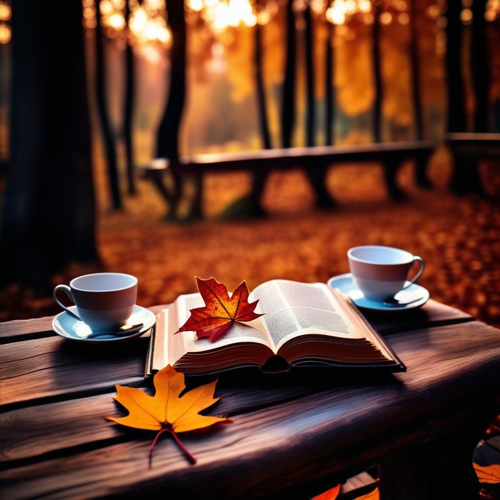 Cozy Autumnal Tea Party in Forest Cafe