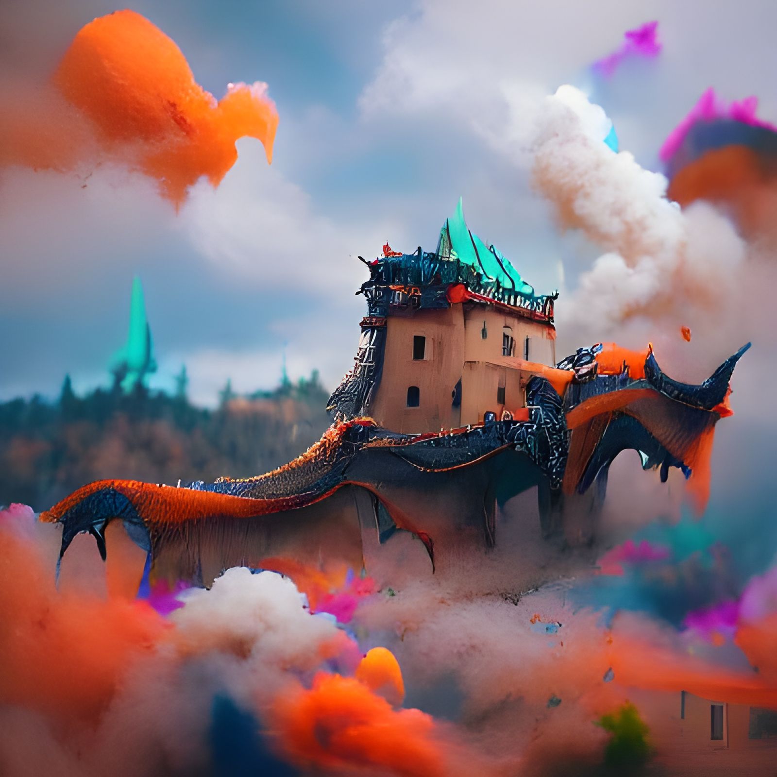 Fantastical Dragon Castle Concept Art in 8k