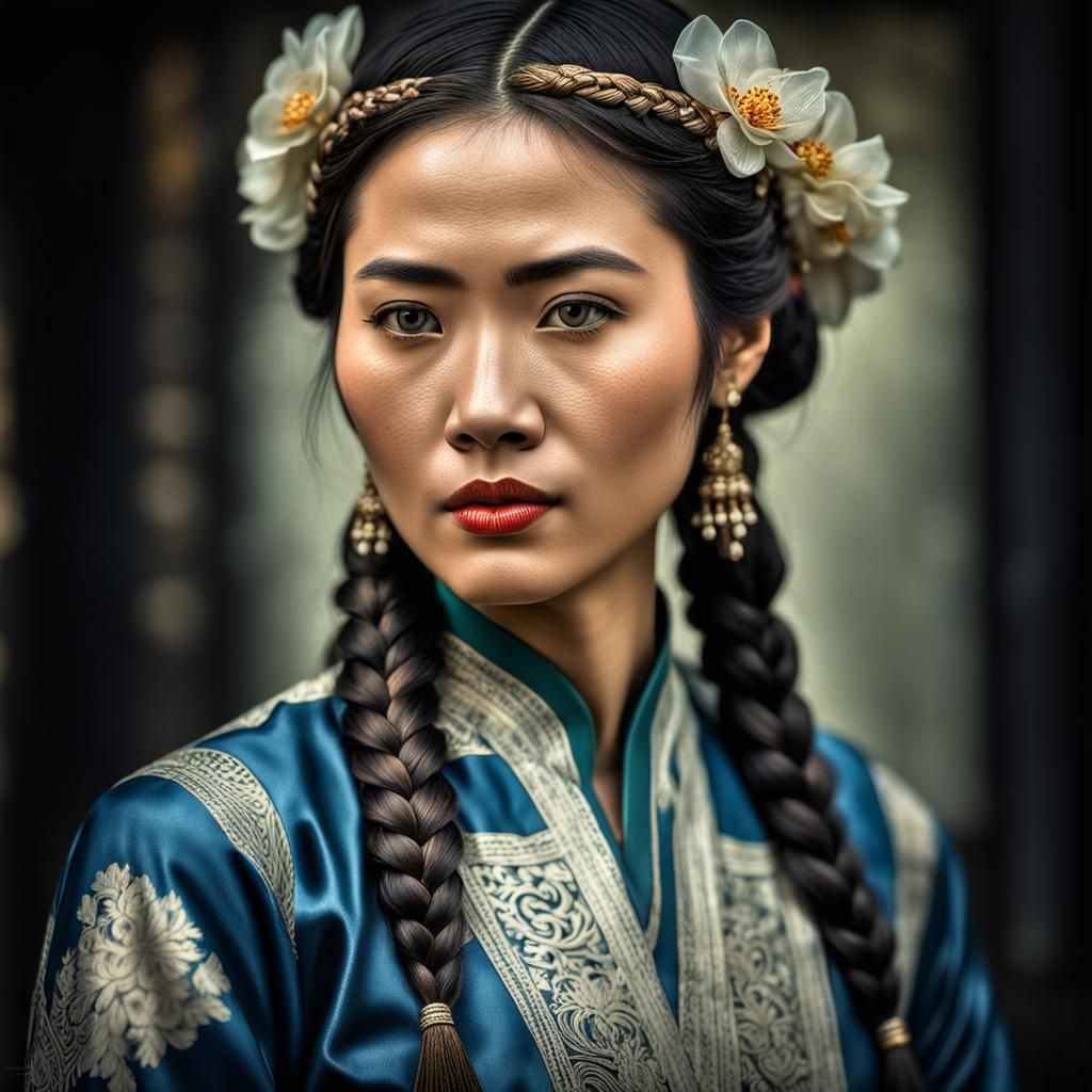 Beautiful Vietnamese Woman Portrait in Hyperrealistic Style