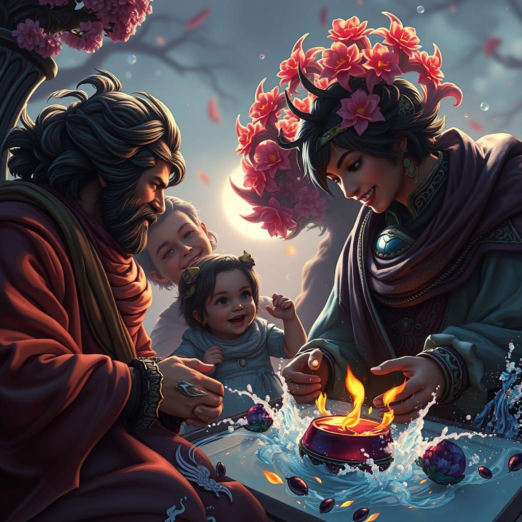 Fantastical Family Gathering in Vibrant Colors