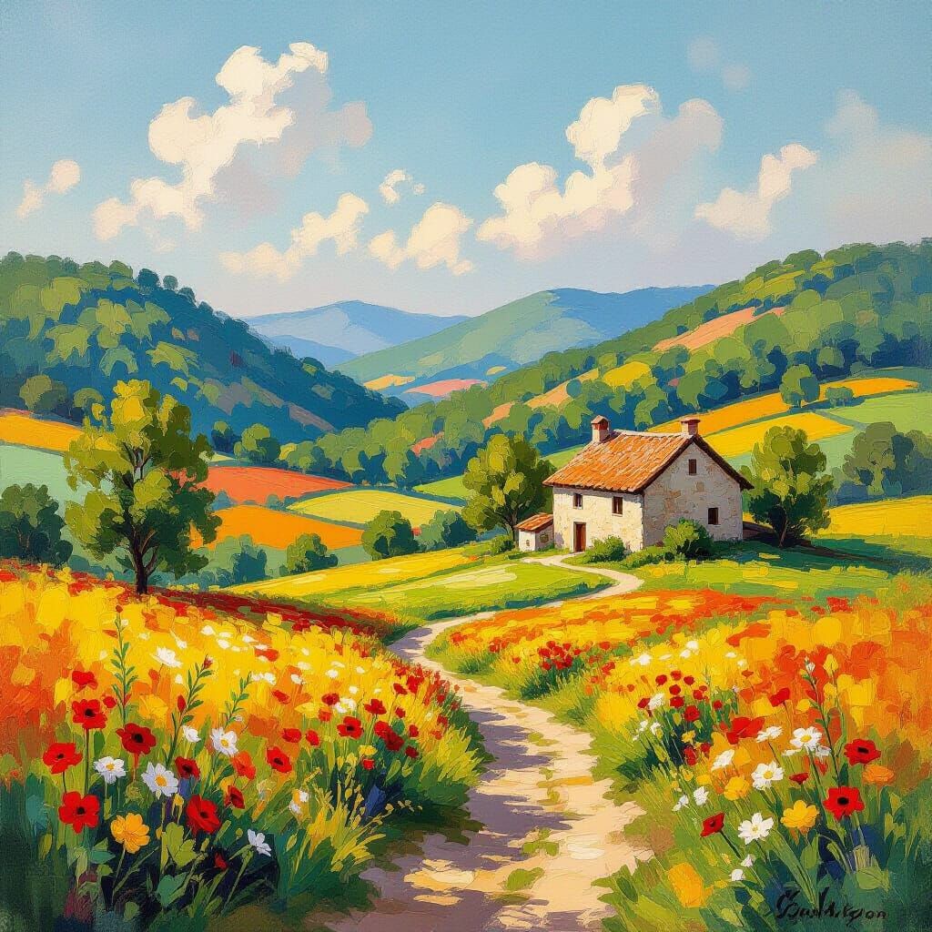 Idyllic Valley as Impressionist Landscape Painting