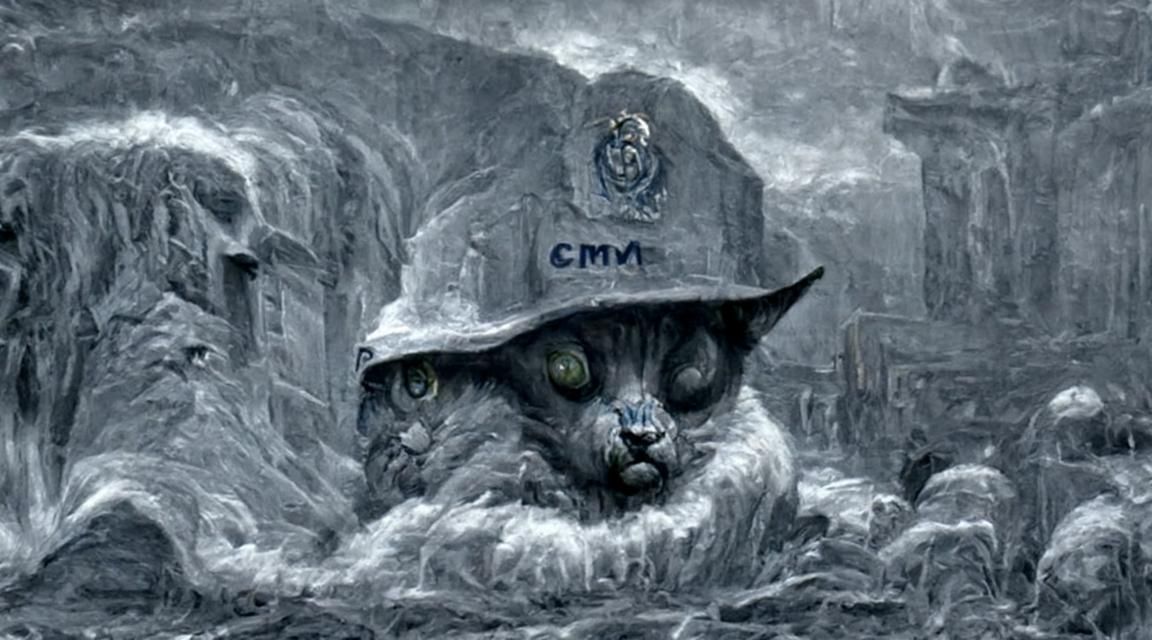 Security Cat in Dark Surrealist Style