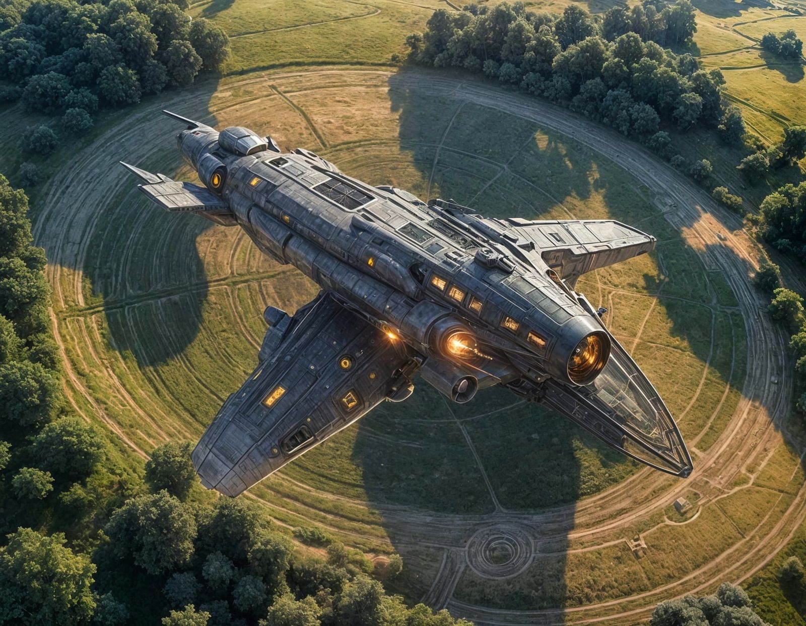 Cosmic Spaceship Journey in Airbrush Style