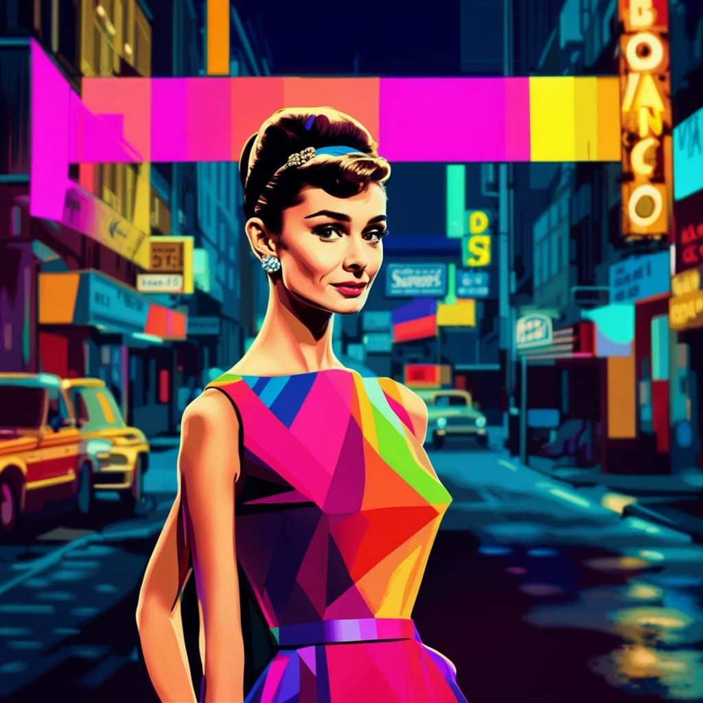 Audrey Hepburn Pop Art in Bauhaus Style