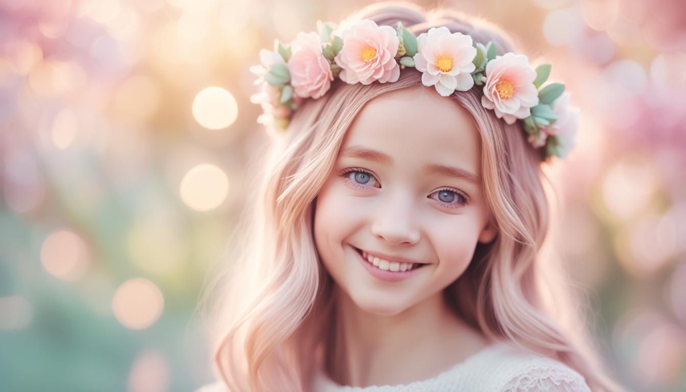 Dreamy Pastel Portrait with Soft Focus and Bokeh