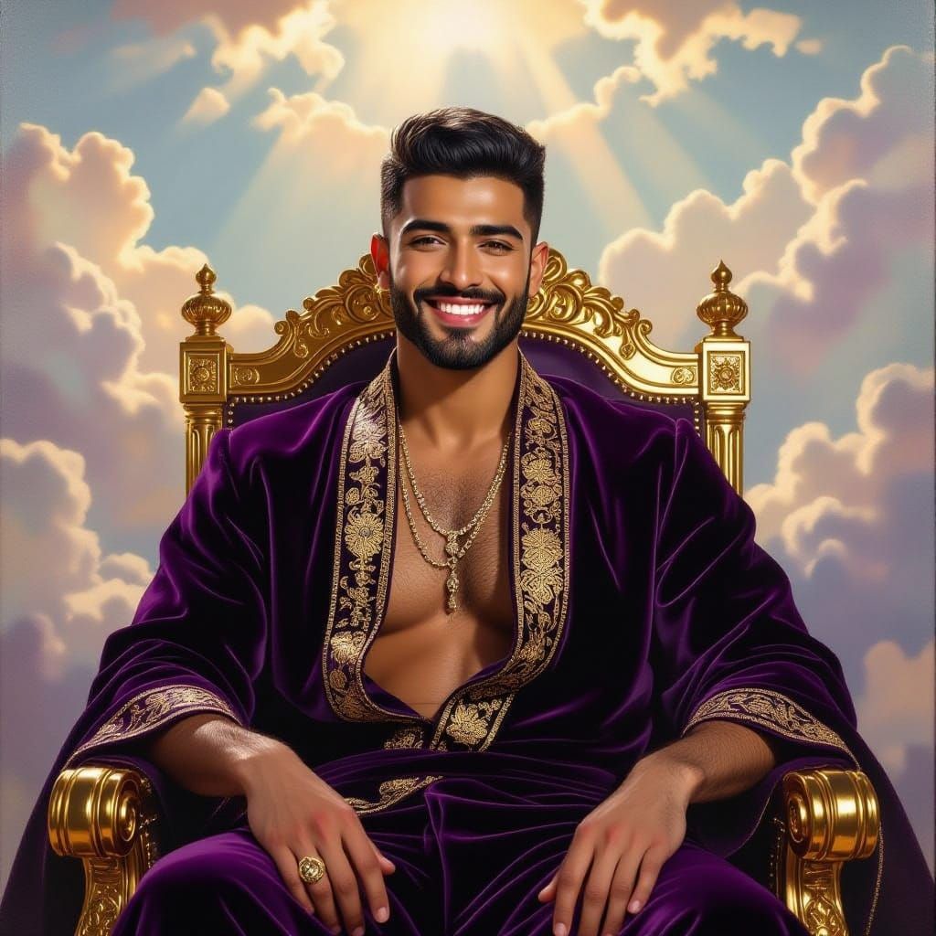 Arab Aristocrat on Golden Throne in Heaven