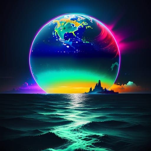 Neon Paradise: A Colorful Retro Dreamscape