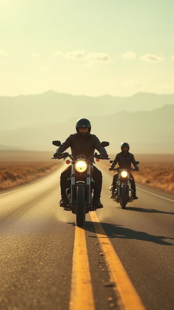 Motorcycle Adventure on a Desert Highway