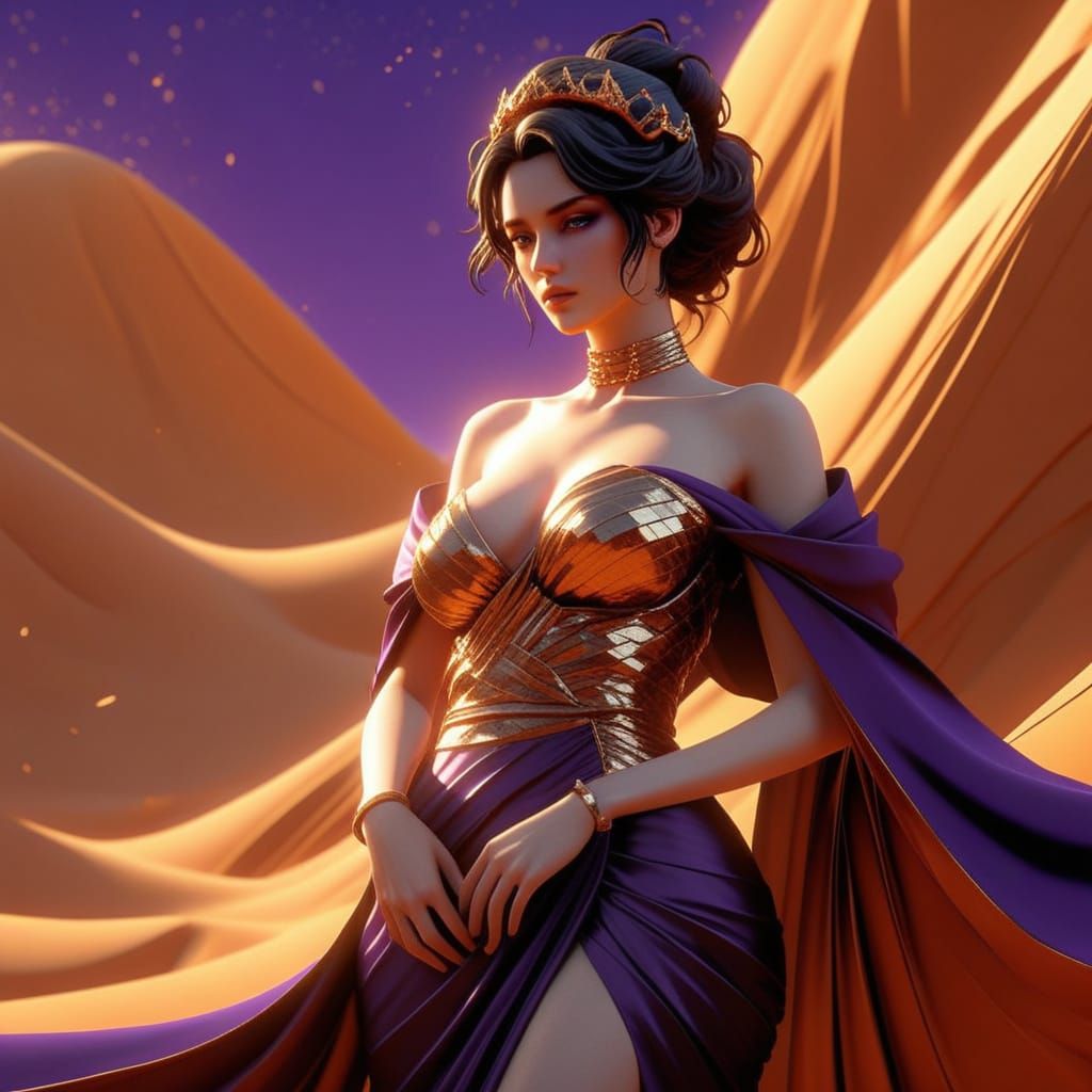 Desert Queen in Anime Style on Sandworm